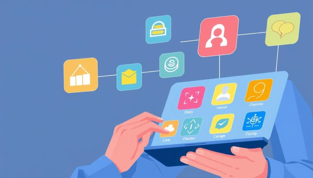 Image of a person selecting AI productivity tools on a tablet
